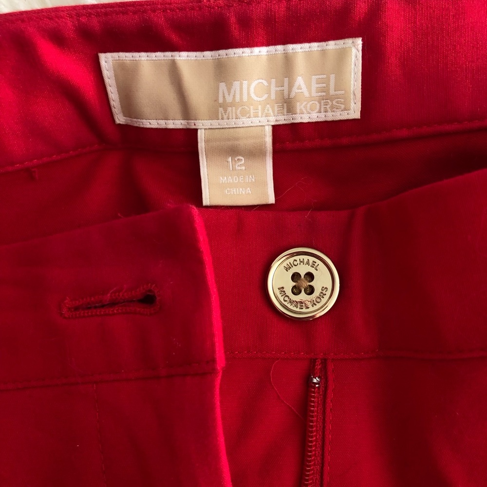 MK Red Pants with gold zippers